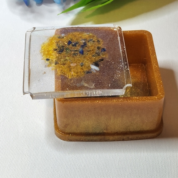 Handmade Gold and Blue Trinket Box - Picture 4 of 4